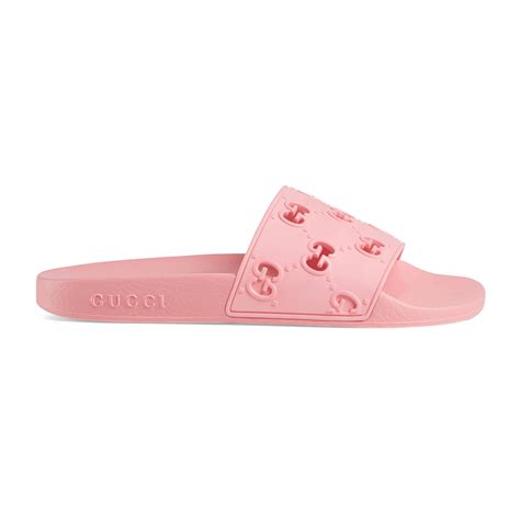 gucci web slide pink rubber|Gucci rubber pursuit g slides.